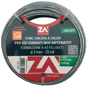 FUNE ACCIAIO COMMERCIALE 42F D  2 MM CF 10 M