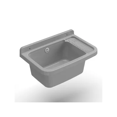 LAVATOIO RESINA A PARETE 50X35 CM C/SIFONE CEMENTO