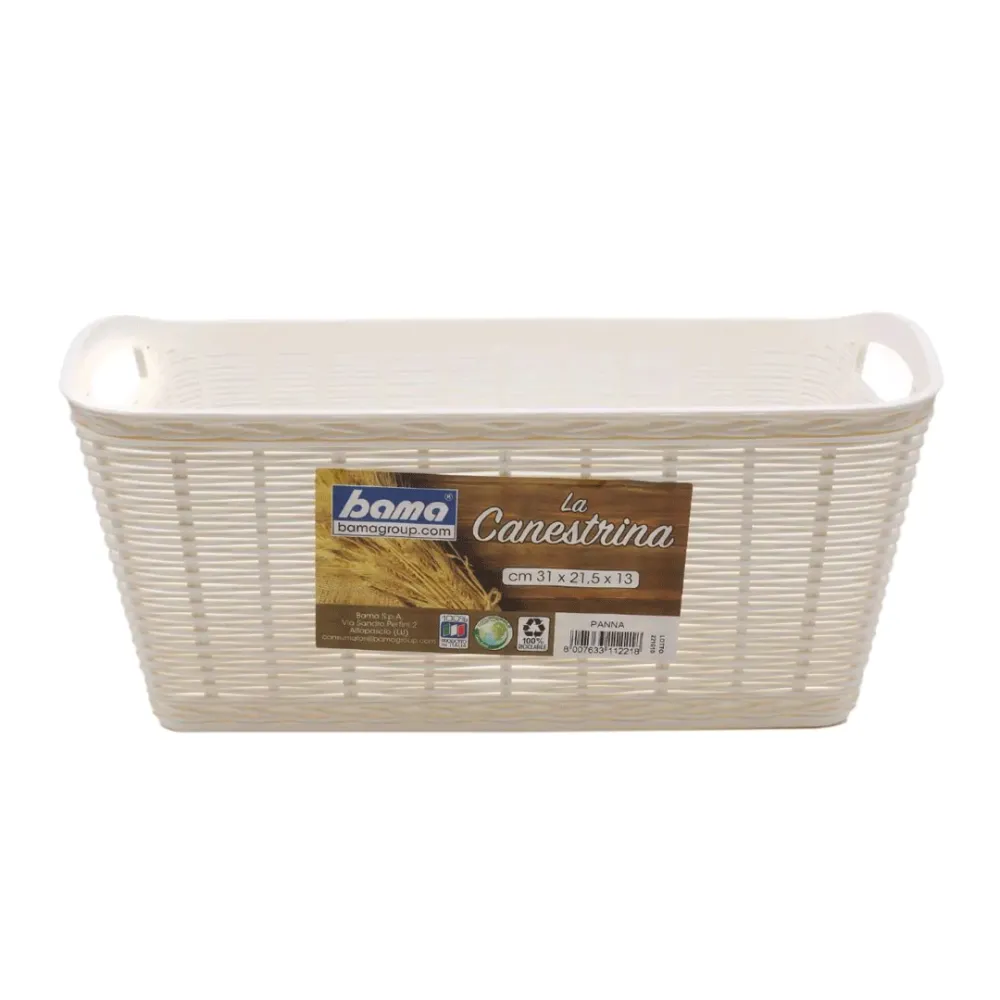 CESTA CASALINGA 'LA CANESTRINA' cm.31 x 21,5 x h.13 - panna
