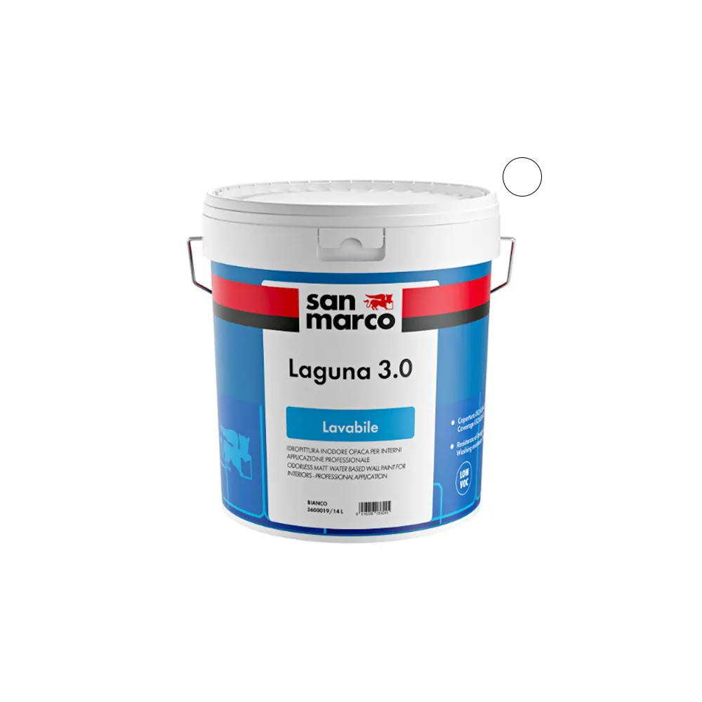 LAGUNA 3.0 Bianco Opaca Lavabile 4 L | Idropittura Interni San Marco