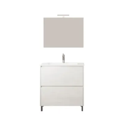 MOBILE BAGNO 'LISBONA' base cm 80 x 47,5 x h.85,5 - colore rovere ghiaccio