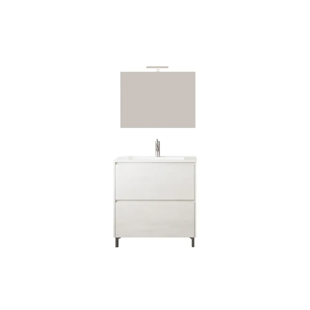MOBILE BAGNO 'LISBONA' base cm 80 x 47,5 x h.85,5 - colore rovere ghiaccio