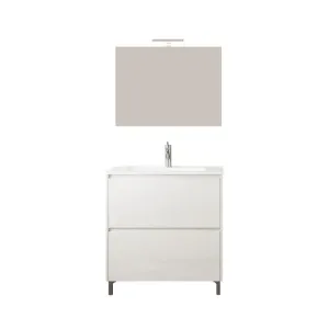 MOBILE BAGNO 'LISBONA' base cm 80 x 47,5 x h.85,5 - colore rovere ghiaccio