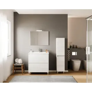 MOBILE BAGNO 'LISBONA' base cm 80 x 47,5 x h.85,5 - colore rovere ghiaccio
