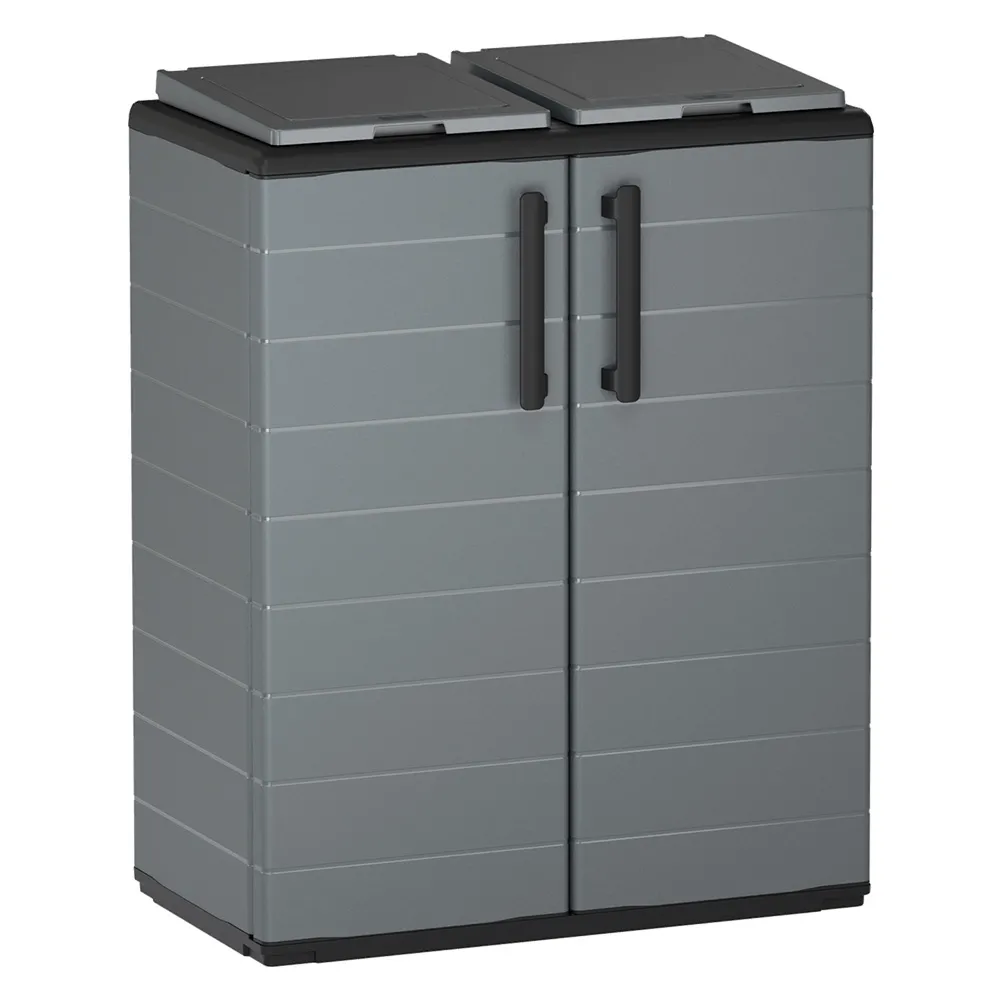 ARMADIO BASSO A SCOMPARTI PER RACCOLTA DIFFERENZIATA cm 68 x 37 x H.84 (l x p x h) - 2 scomparti