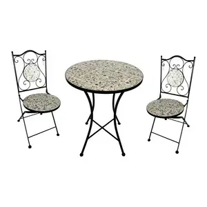 C SET TAVOLO TONDO MOSAICO C/2 SEDIE LILLE