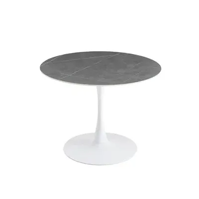 TAVOLO MIMOSA D 100 BIANCO/MARMO GRIGIO