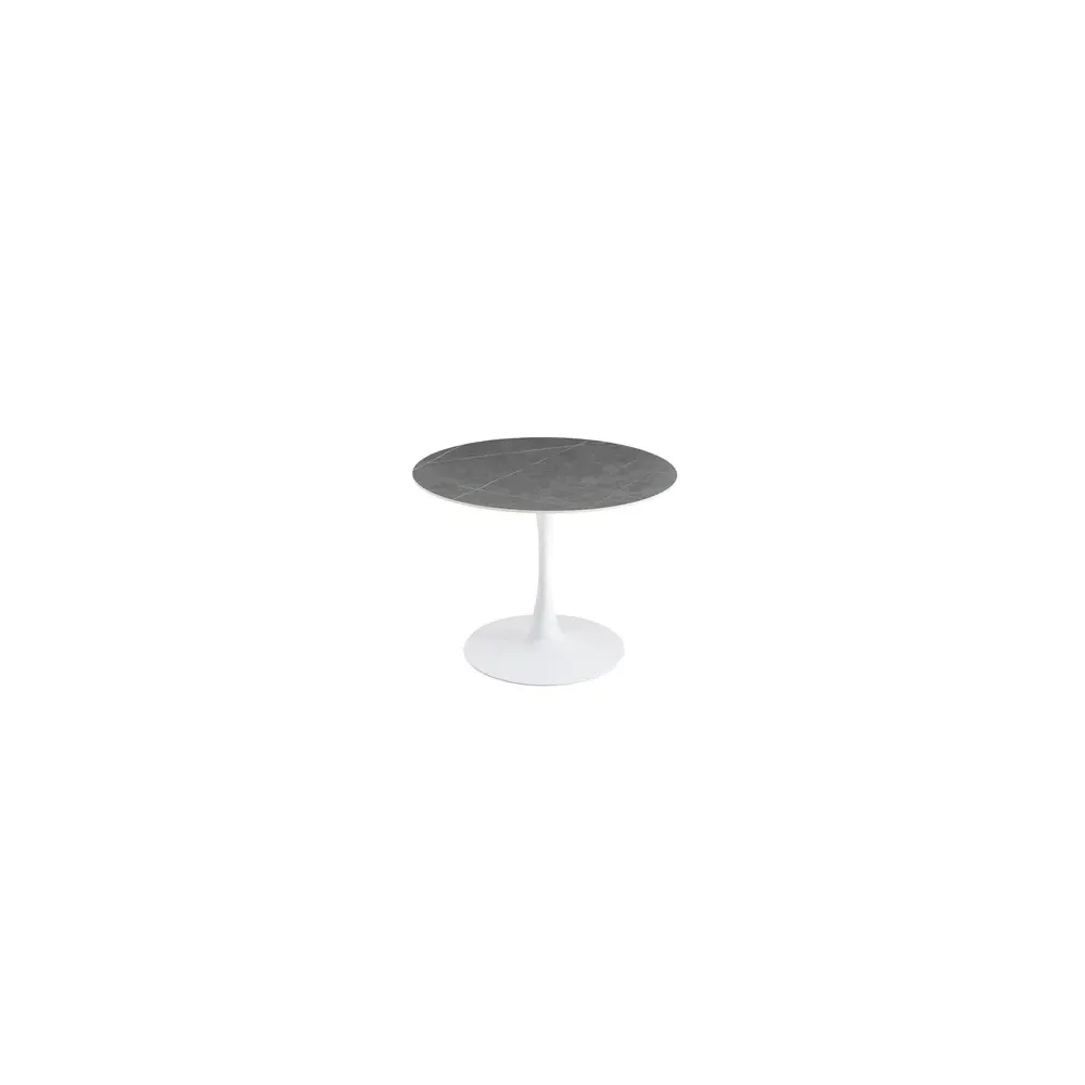 TAVOLO MIMOSA D 100 BIANCO/MARMO GRIGIO