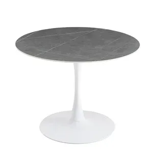 TAVOLO MIMOSA D 100 BIANCO/MARMO GRIGIO