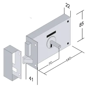 SERRATURA PORTONCINO DA APPLICARE ART. 175 E 70 - scatola mm 140 Dx