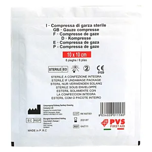 BUSTA GARZA COMPRESSA STERILE misura cm. 10 x 10 - 8 strati - cf. da 10 pz.