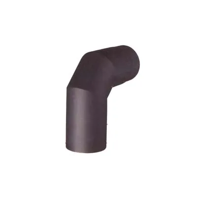 GOMITO 90° PORCELLANATO PER STUFE A LEGNA NERO OPACO PESANTE MM.1