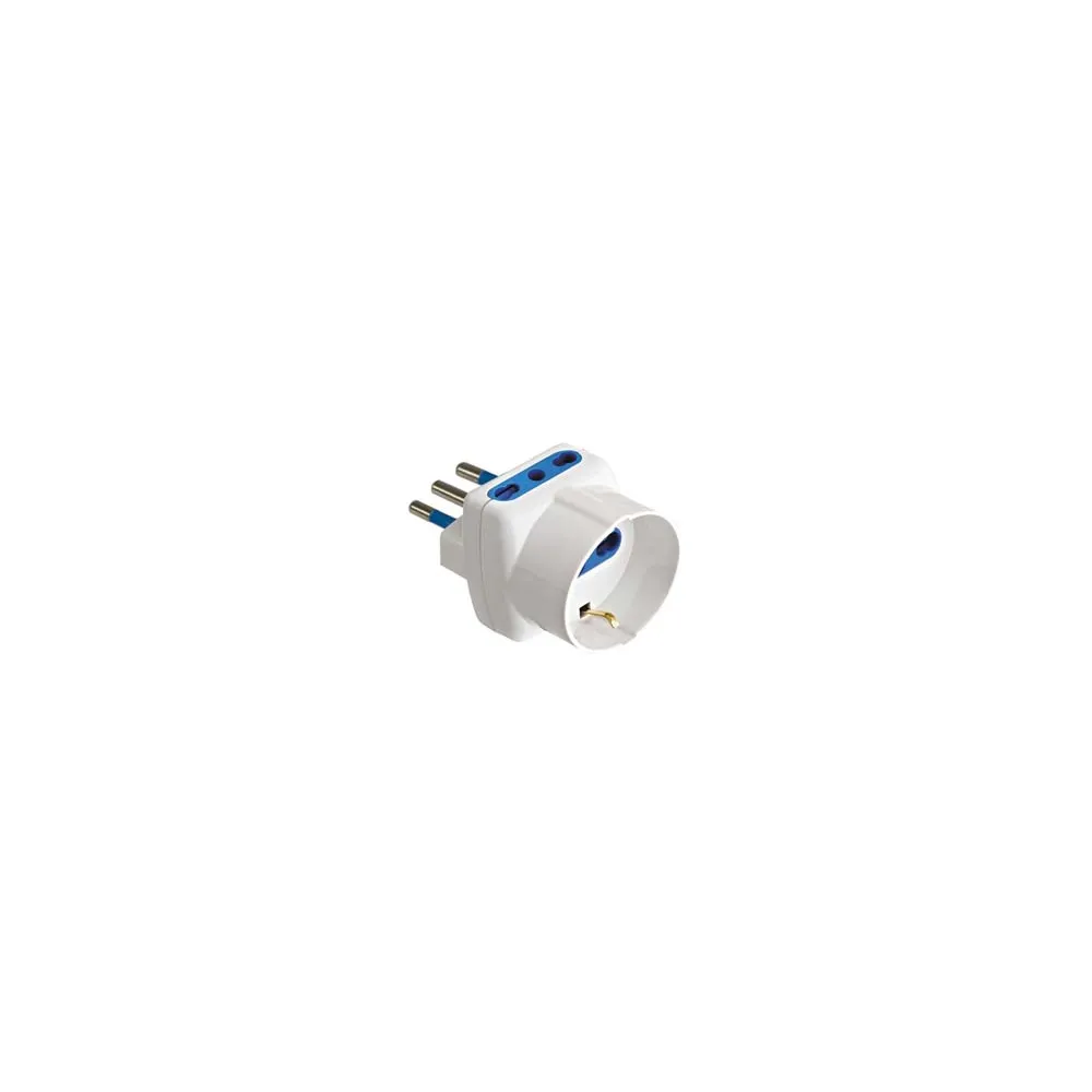ADATTATORE TRIPLO 2P+T CON SCHUKO BIANCO