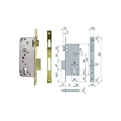 SERRATURA DA INFILARE PER PORTE IN LEGNO LOGO BORDO QUADRO 5C611