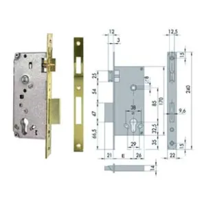 SERRATURA DA INFILARE PER PORTE IN LEGNO LOGO BORDO QUADRO 5C611
