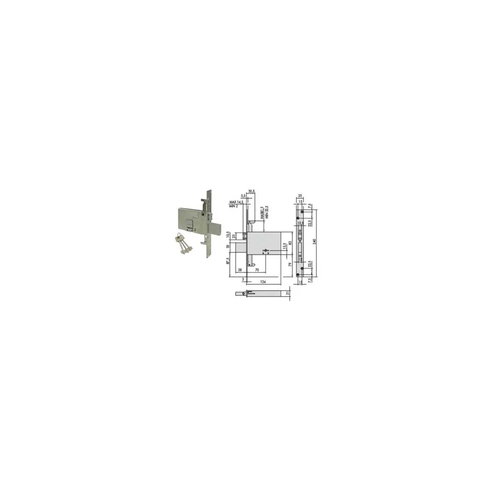 SERRATURA TRIPLICE INFILARE FASCE DOPPIA MAPPA RULLO MM.82 H 57325