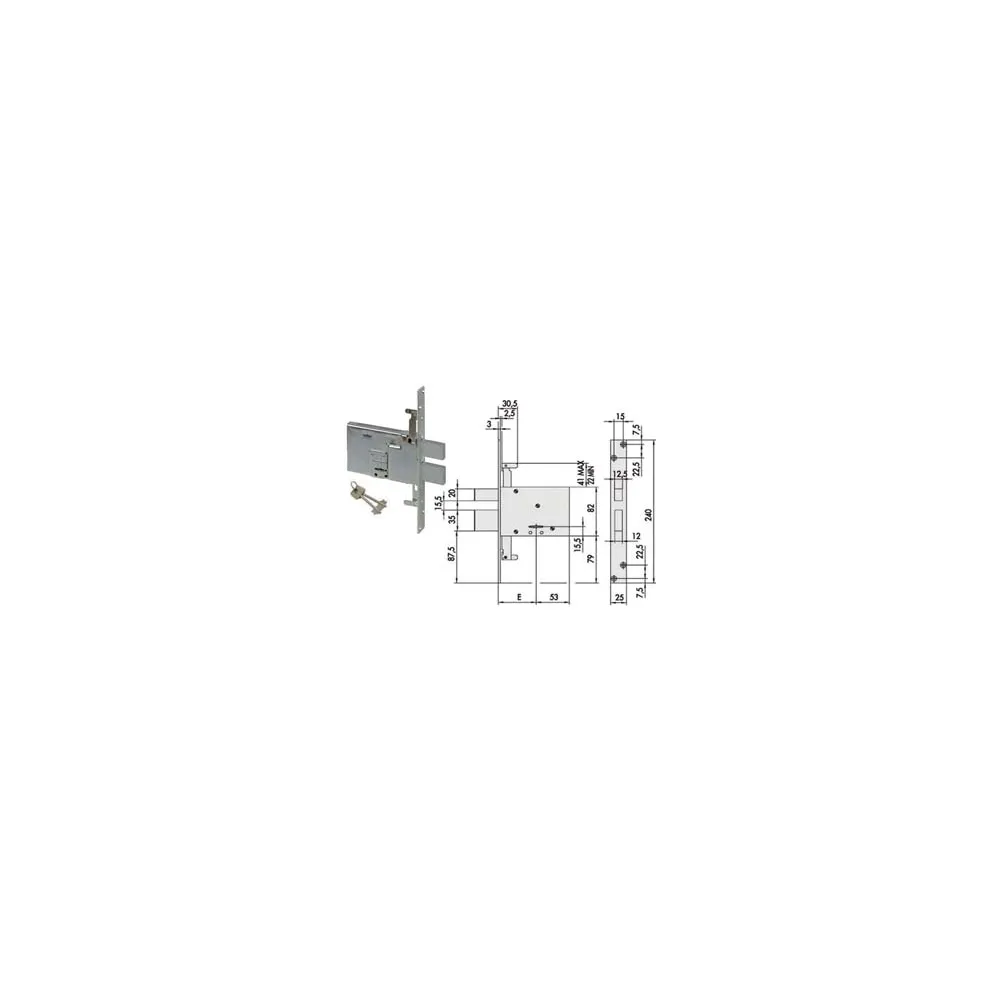 SERRATURA TRIPLICE DA INFILARE DOPPIA MAPPA DOPPIO CATENACCIO 57336