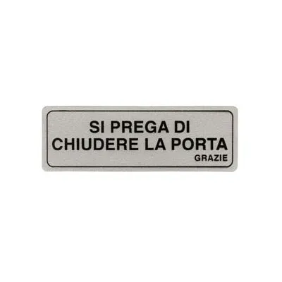 TARGHETTA ADESIVA "SI PREGA DI CHIUDERE LA PORTA GRAZIE"