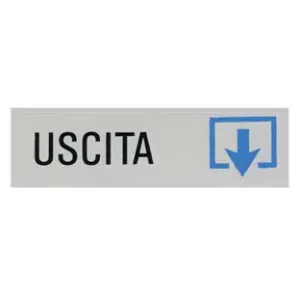 TARGHETTA ADESIVA "USCITA" (FRECCIA IN GIU')