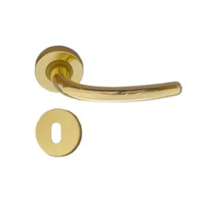 MANIGLIA TORINO CON ROSETTA IN ZAMA FINITURA OTTONE LUCIDO COPPIA