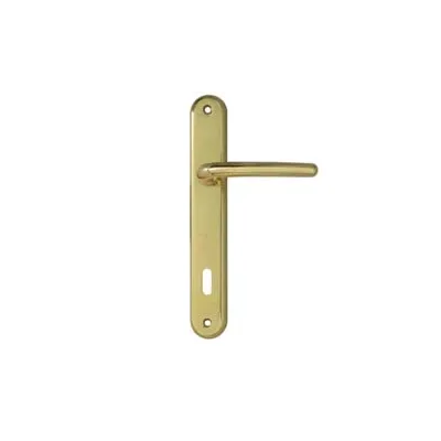 MANIGLIA TORINO CON PLACCA IN ZAMA FINITURA OTTONE LUCIDO