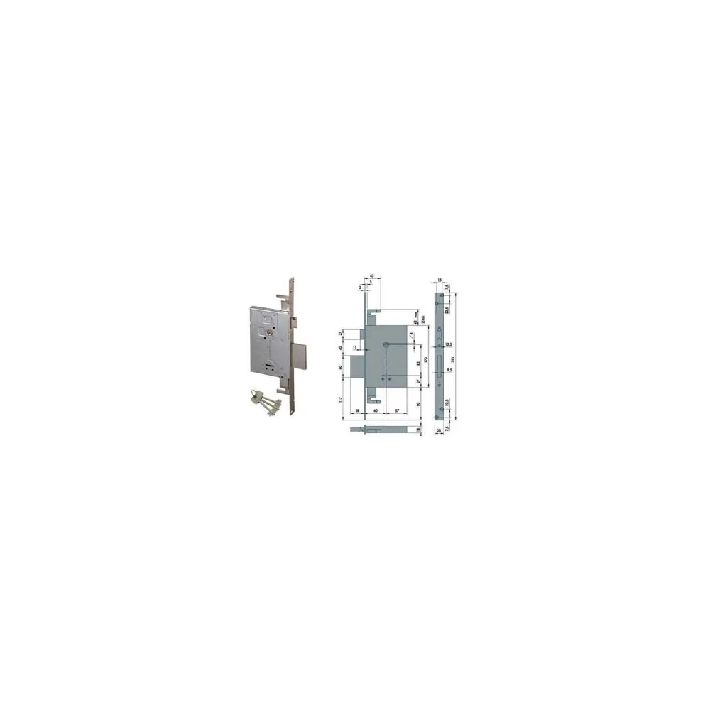SERRATURA TRIPLICE DA INFILARE DOPPIA MAPPA CON SCROCCO 57255