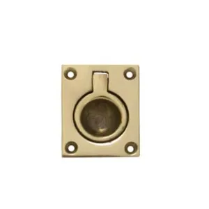 MANIGLIE PER MOBILI QUADRE TIPO MARINA A INCASSO CON ANELLO IN OTTONE