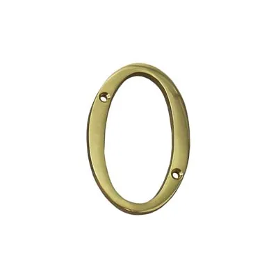 NUMERO CIVICO "0" INGLESE IN OTTONE LUCIDO