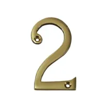 NUMERO CIVICO "2" INGLESE IN OTTONE LUCIDO