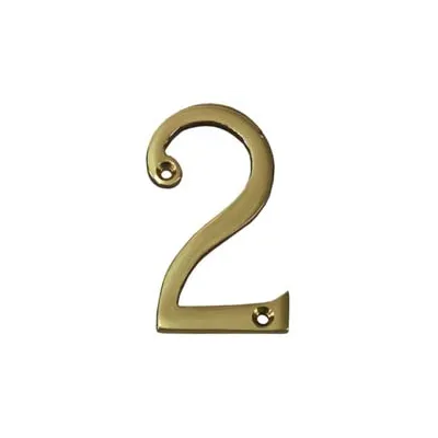 NUMERO CIVICO "2" INGLESE IN OTTONE LUCIDO