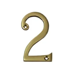 NUMERO CIVICO "2" INGLESE IN OTTONE LUCIDO