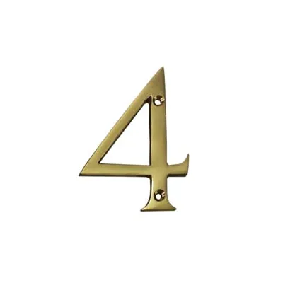 NUMERO CIVICO "4" INGLESE IN OTTONE LUCIDO