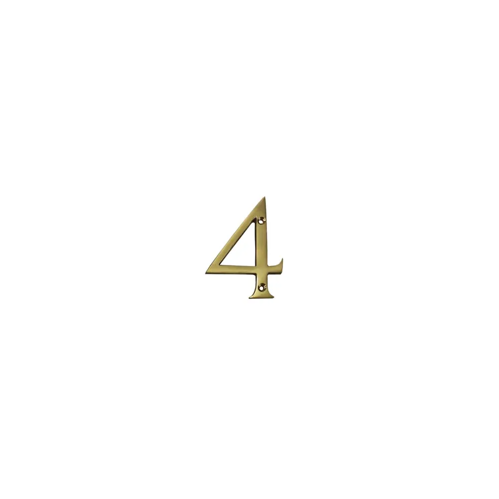NUMERO CIVICO "4" INGLESE IN OTTONE LUCIDO