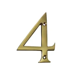 NUMERO CIVICO "4" INGLESE IN OTTONE LUCIDO