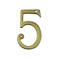 NUMERO CIVICO "5" INGLESE IN OTTONE LUCIDO