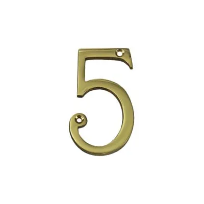 NUMERO CIVICO "5" INGLESE IN OTTONE LUCIDO