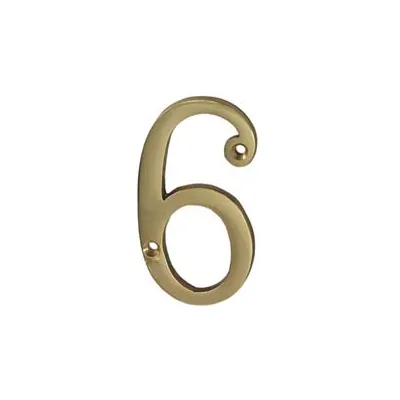 NUMERO CIVICO "6" INGLESE IN OTTONE LUCIDO