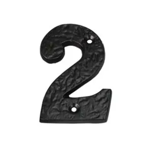 NUMERO CIVICO "2" IN FERRO NERO OPACO
