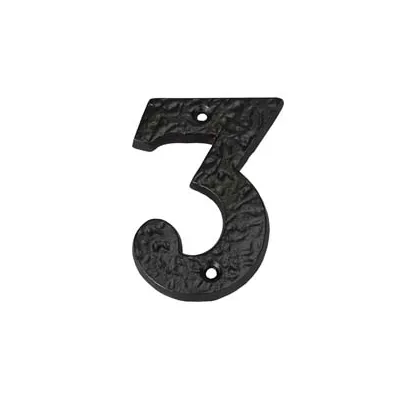 NUMERO CIVICO "3" IN FERRO NERO OPACO