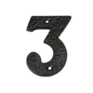 NUMERO CIVICO "3" IN FERRO NERO OPACO