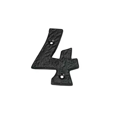 NUMERO CIVICO "4" IN FERRO NERO OPACO