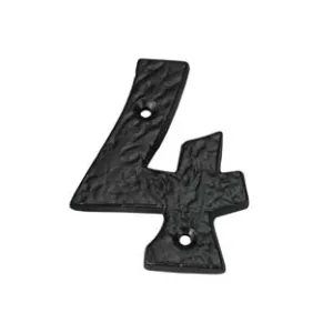 NUMERO CIVICO "4" IN FERRO NERO OPACO