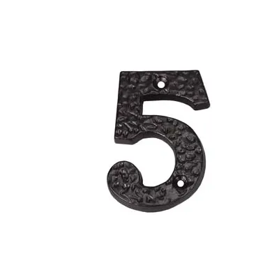 NUMERO CIVICO "5" IN FERRO NERO OPACO