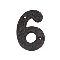 NUMERO CIVICO "6" IN FERRO NERO OPACO