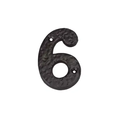 NUMERO CIVICO "6" IN FERRO NERO OPACO