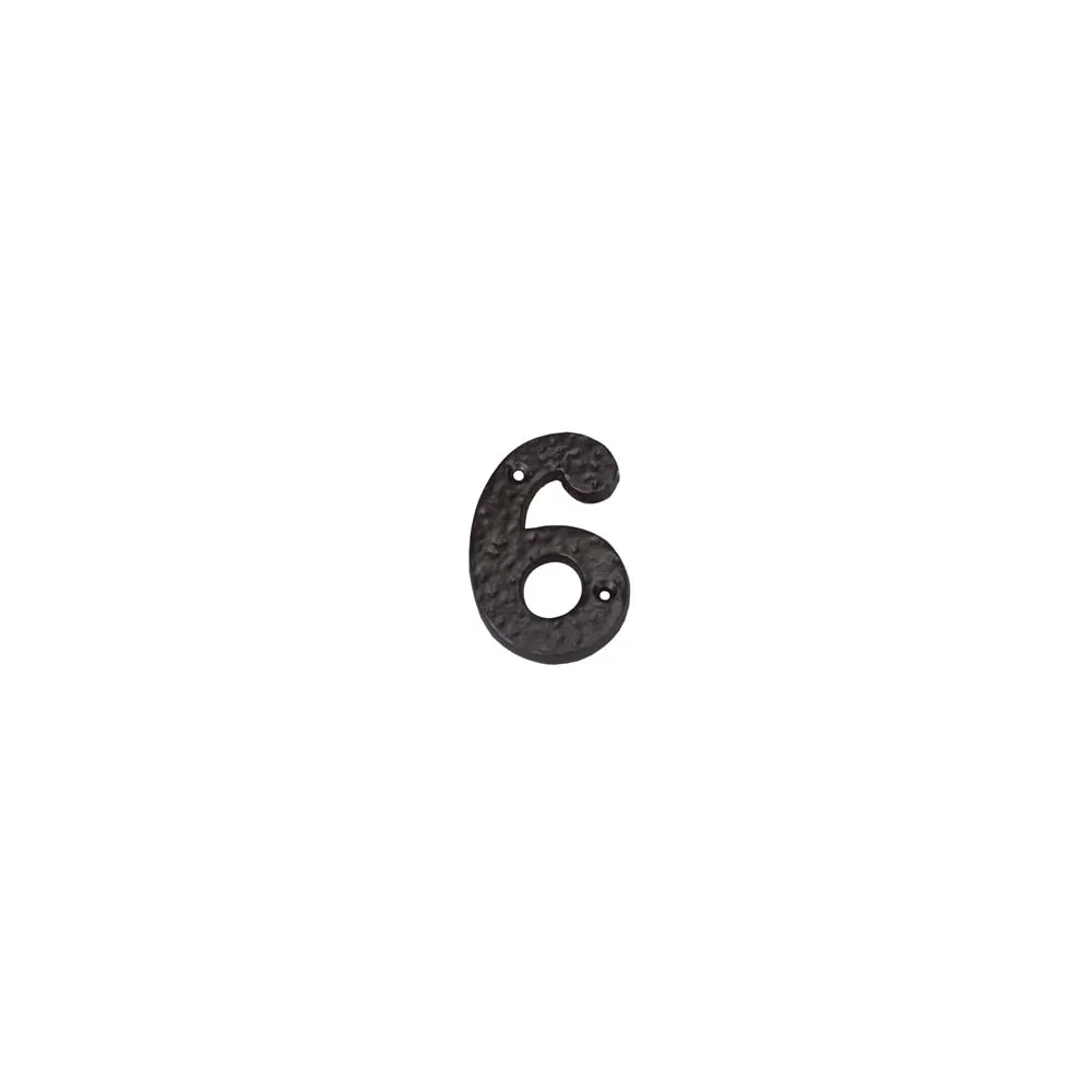 NUMERO CIVICO "6" IN FERRO NERO OPACO