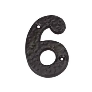 NUMERO CIVICO "6" IN FERRO NERO OPACO