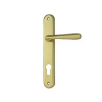 MANIGLIA KAROL CON PLACCA FORO YALE IN ZAMA FINITURA OTTONE LUCIDO