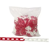 CATENA SEGNALETICA IN PLASTICA BIANCA E ROSSA