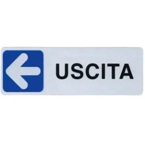 TARGHETTA ADESIVA "USCITA" (FRECCIA A SINISTRA)